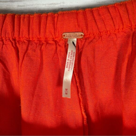 Free People Waterfall Skort Shorts  Layered Mid-rise Orange Linen/Viscose M NEW - Picture 7 of 7